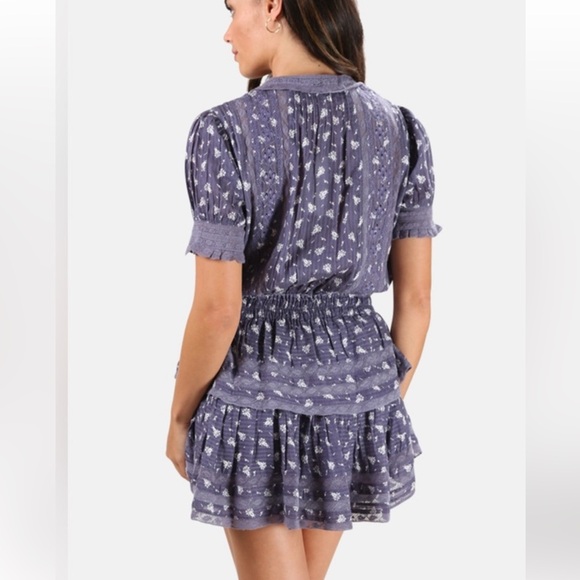 LoveShackFancy Alfie Ruffled Mini Dress Blue Jean Size M - Picture 3 of 8